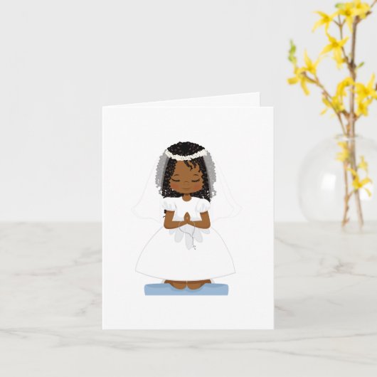 アフリカ系アメリカ人女性第一聖体拝領 カード (黄色い花)