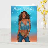 アフリカ系アメリカ人女性誕生日カード カード (黄色い花)