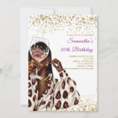 アフリカ系アメリカ人女性誕生日招待状 招待状 (正面)