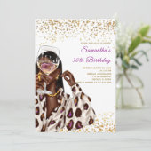 アフリカ系アメリカ人女性誕生日招待状 招待状 (スタンド正面)