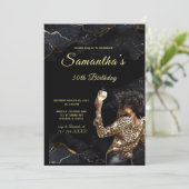 アフリカ系アメリカ人女性誕生日招待状 招待状 (スタンド正面)