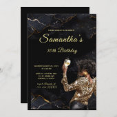 アフリカ系アメリカ人女性誕生日招待状 招待状 (正面/裏面)