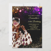 アフリカ系アメリカ人女性誕生日招待状 招待状 (正面)