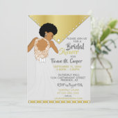 アフリカ系アメリカ人女性金ゴールドブライダルシャワー 招待状 (スタンド正面)