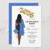 アフリカ系アメリカ人女性2025年卒業 招待状 (正面/裏面)