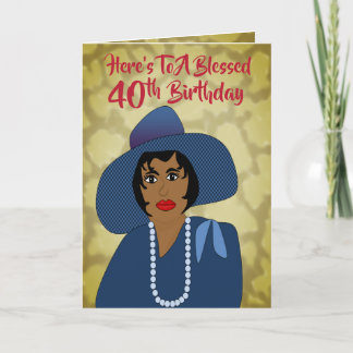 アフリカ系アメリカ人女性40番目のトレンディー誕生日カード サンキューカード