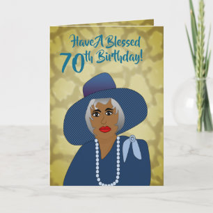 アフリカ系アメリカ人女性70thトレンディー誕生日カード サンキューカード