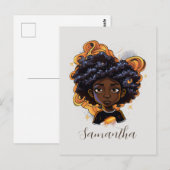 アフリカ系アメリカ人女性 – 茶色の渦巻き旋回 ポストカード (正面/裏面)