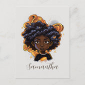 アフリカ系アメリカ人女性 – 茶色の渦巻き旋回 ポストカード (正面)