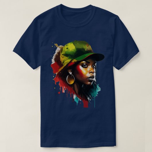 アフリカ系アメリカ人女性 Tシャツ (デザイン正面)