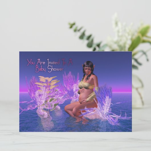 アフリカ系アメリカ人小妖精や小人のベビーシャワー妊娠 招待状 (スタンド正面)