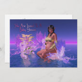 アフリカ系アメリカ人小妖精や小人のベビーシャワー妊娠 招待状 (正面/裏面)