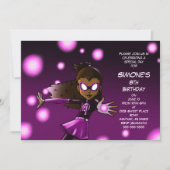 アフリカ系アメリカ人少女スーパーヒーロー誕生日パーティー 招待状 (正面)
