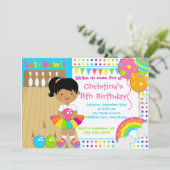 アフリカ系アメリカ人少女ボーリング誕生パーティー 招待状 (スタンド正面)