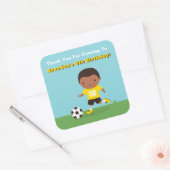 アフリカ系アメリカ人少年サッカー誕生日パーティーステッカー スクエアシール (封筒)