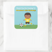 アフリカ系アメリカ人少年サッカー誕生日パーティーステッカー スクエアシール (バッグ)