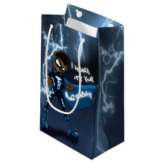 アフリカ系アメリカ人少年スーパーヒーロー スモールペーパーバッグ (正面アングル)