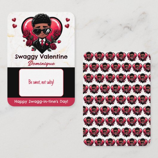 アフリカ系アメリカ人少年教室バレンタインキャンディ エンクロージャーカード (正面/裏面)