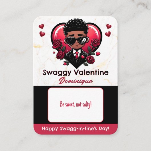 アフリカ系アメリカ人少年教室バレンタインキャンディ エンクロージャーカード (正面)