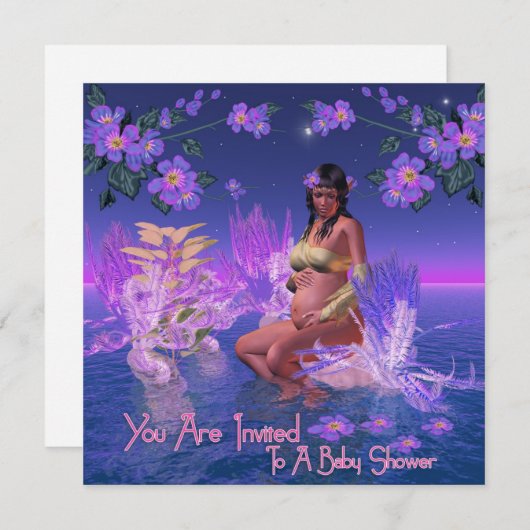 アフリカ系アメリカ人招待状とのベビーシャワー小妖精や小人 招待状 (正面/裏面)