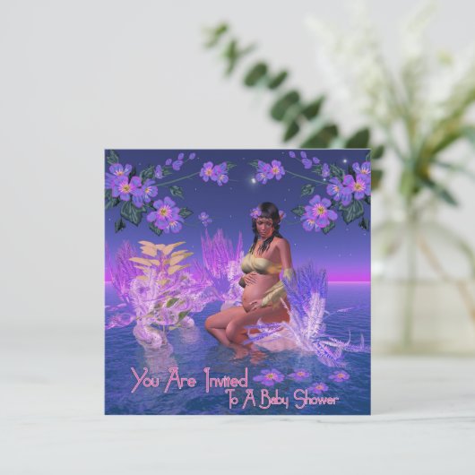 アフリカ系アメリカ人招待状とのベビーシャワー小妖精や小人 招待状 (スタンド正面)