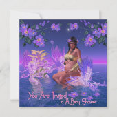 アフリカ系アメリカ人招待状とのベビーシャワー小妖精や小人 招待状 (正面)