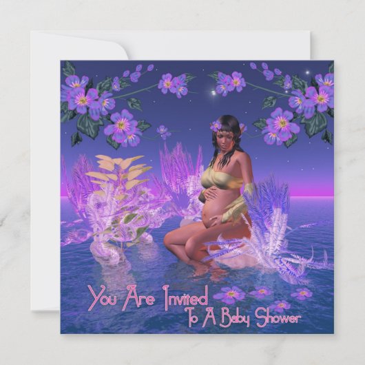 アフリカ系アメリカ人招待状とのベビーシャワー小妖精や小人 招待状 (正面)