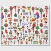 アフリカ系アメリカ人数々ののキャラクター包装紙 ラッピングペーパー (フラット)