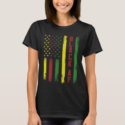 アフリカ系アメリカ人旗男性女性プライドアパレルBlac Tシャツ (正面)