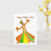 アフリカ系アメリカ人母親の日カード カード (黄色い花)