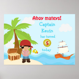 アフリカ系アメリカ人海賊ボーイ誕生パーティーのポスター ポスター