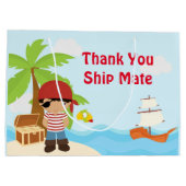 アフリカ系アメリカ人海賊ボーイinレッド誕生日 ラージペーパーバッグ (裏面)