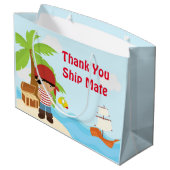 アフリカ系アメリカ人海賊ボーイinレッド誕生日 ラージペーパーバッグ (裏面アングル)