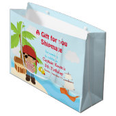 アフリカ系アメリカ人海賊ボーイinレッド誕生日 ラージペーパーバッグ (正面アングル)