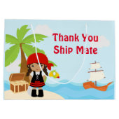 アフリカ系アメリカ人海賊少女インレッド誕生日 ラージペーパーバッグ (裏面)