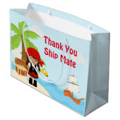 アフリカ系アメリカ人海賊少女インレッド誕生日 ラージペーパーバッグ (裏面アングル)