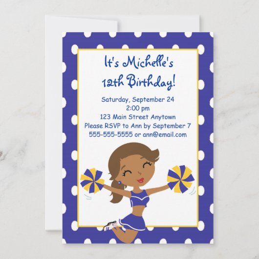 アフリカ系アメリカ人海軍金ゴールドのチアリーダーの招待状 招待状 (正面)