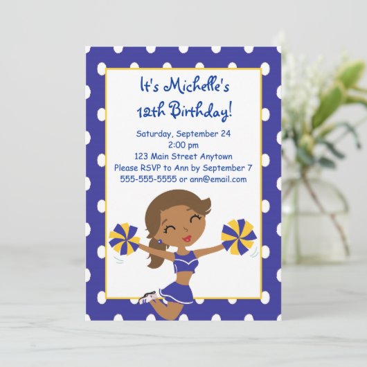 アフリカ系アメリカ人海軍金ゴールドのチアリーダーの招待状 招待状 (スタンド正面)