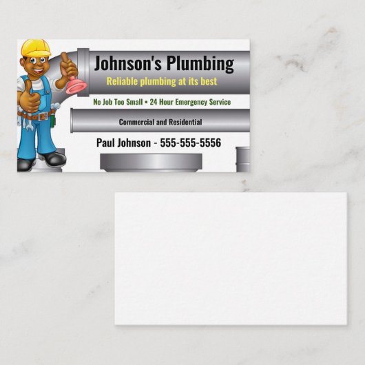 アフリカ系アメリカ人漫画の配管工名刺 名刺 (正面/裏面)