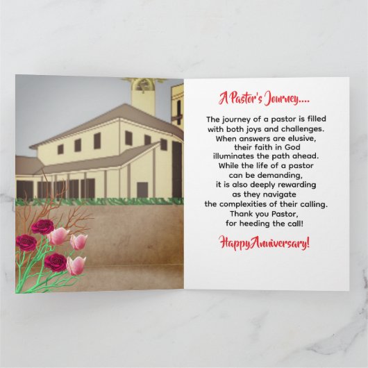 アフリカ系アメリカ人牧師の教会記念日カード カード (内部)