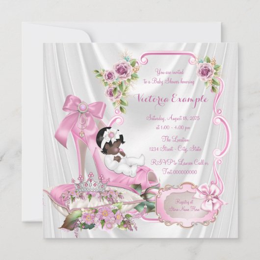 アフリカ系アメリカ人王室のプリンセスベビーシャワー 招待状 (裏面)