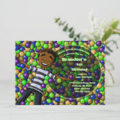 アフリカ系アメリカ人男の子の誕生日パーティー 招待状 (スタンド正面)