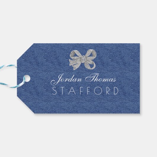 アフリカ系アメリカ人男の赤ちゃんデニム&ダイアモンズクラウン ギフトタグ (裏面横)