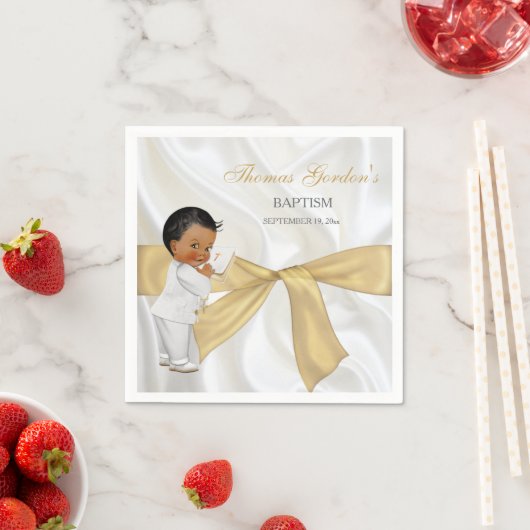 アフリカ系アメリカ人男の赤ちゃんバプテスマ《キリスト教》洗礼式や命名式 スタンダードカクテルナプキン (インサイチュ)