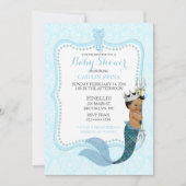 アフリカ系アメリカ人男の赤ちゃんマーマンプリンスクラウン 招待状 (正面)