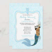 アフリカ系アメリカ人男の赤ちゃんマーマンプリンスクラウン 招待状 (正面/裏面)