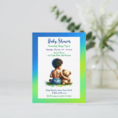 アフリカ系アメリカ人男の赤ちゃん(テディ・ベビーシャワー付) ポストカード (スタンド正面)