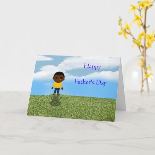 アフリカ系アメリカ人男子とのハッピー・ファーズ・パパ カード (黄色い花)