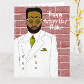 アフリカ系アメリカ人男性スーツ牧師の父の日 カード (黄色い花)