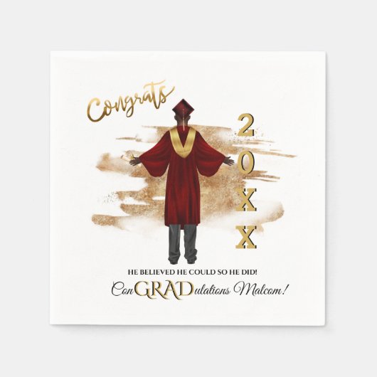 アフリカ系アメリカ人男性招待状（ダークスキン） スタンダードカクテルナプキン (正面)